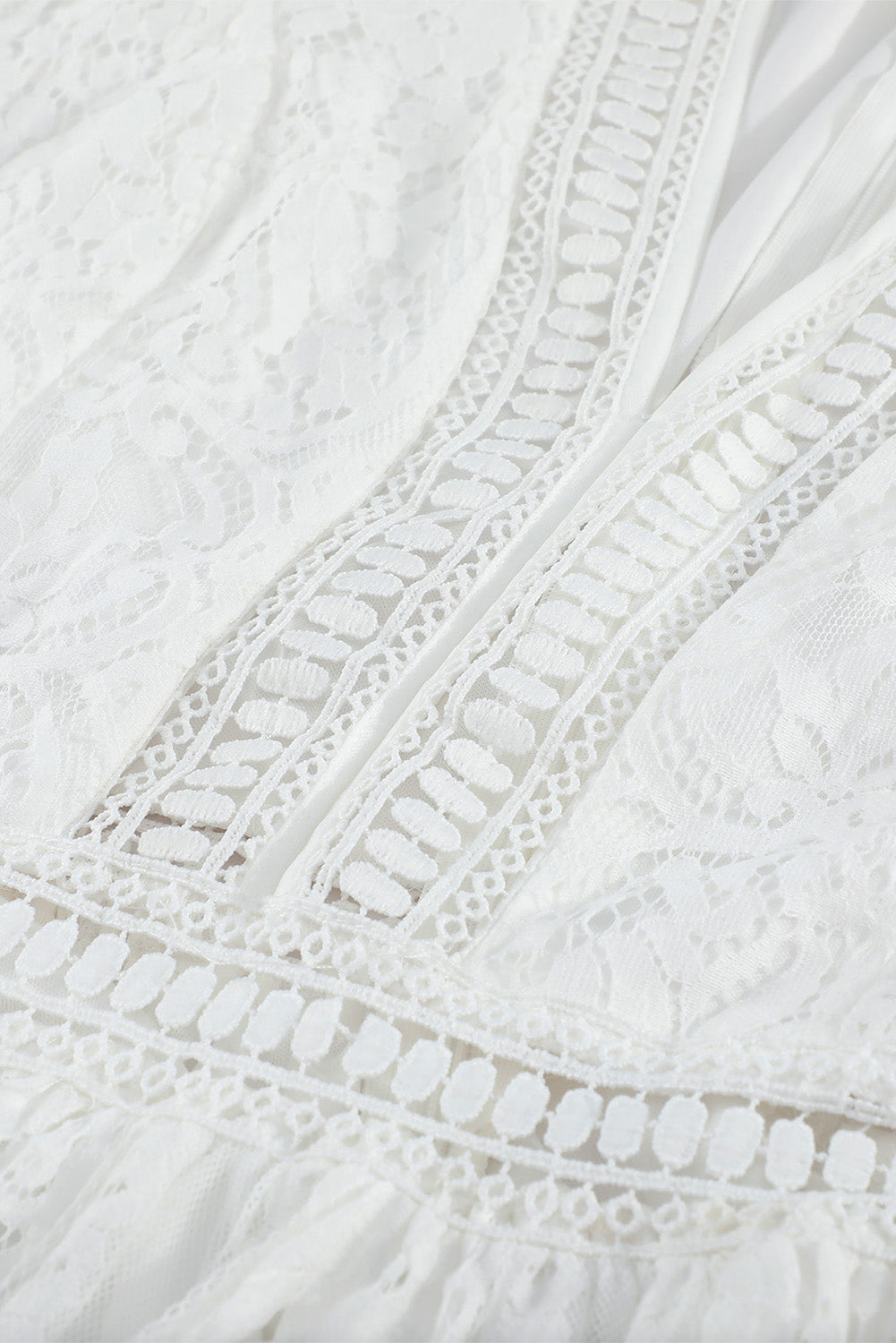 White V Neck High Waist Lace Maxi Dress - The Boho Body