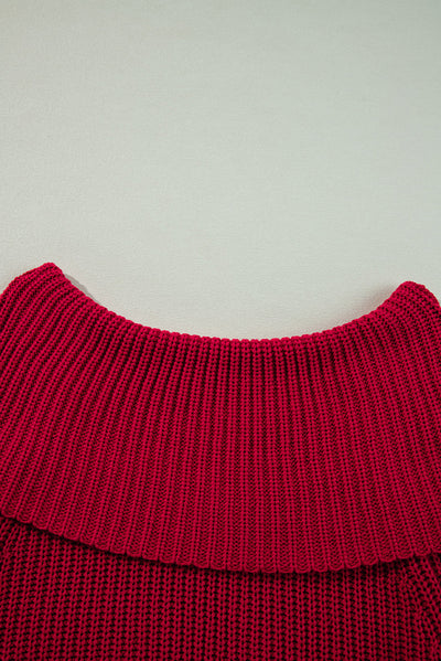 Fold Over Off-the-Shoulder Knit Sweater