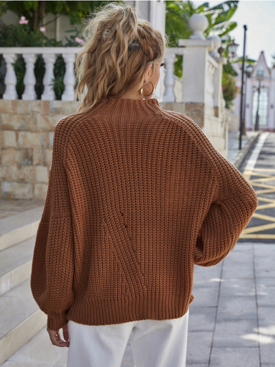 Lantern Sleeve Chunky Knit Sweater - The Boho Body