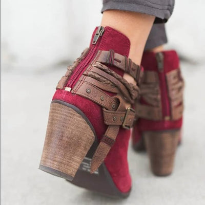 Red Suede Ankle boots - The Boho Body