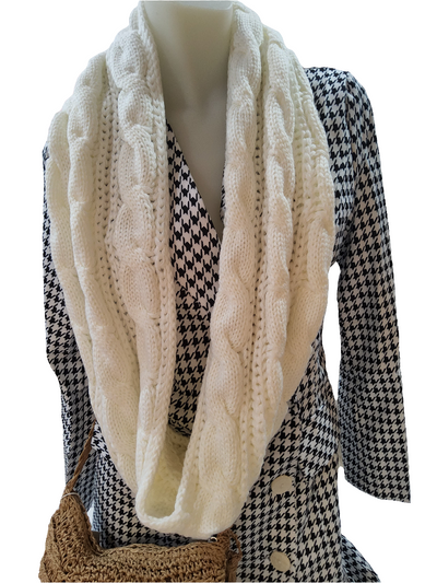 Winter Thick Knitted Snood Twist Ring Plush Scarf