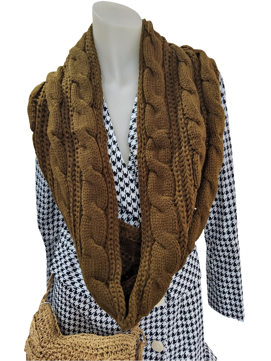 Winter Thick Knitted Snood Twist Ring Plush Scarf