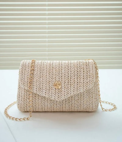 Mini Straw Woven Chain Crossbody Fashion Shoulder Bag - The Boho Body