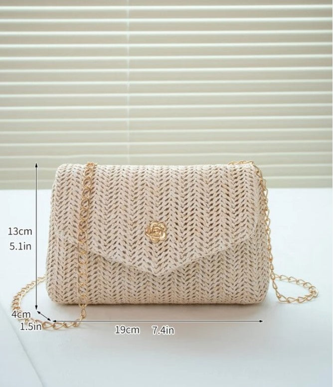 Mini Straw Woven Chain Crossbody Fashion Shoulder Bag - The Boho Body