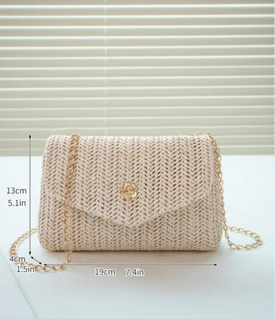 Mini Straw Woven Chain Crossbody Fashion Shoulder Bag - The Boho Body