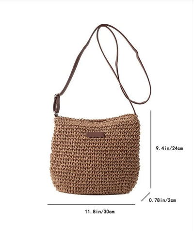 Medium Size Crossbody Woven Straw Tote Fashion Bag - The Boho Body