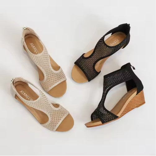 Ladies Breathable Platform Mesh Wedge Sandal