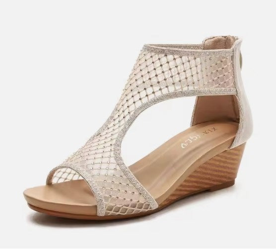 Ladies Breathable Platform Mesh Wedge Sandal