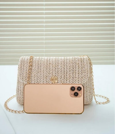 Mini Straw Woven Chain Crossbody Fashion Shoulder Bag - The Boho Body