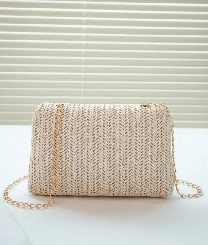 Mini Straw Woven Chain Crossbody Fashion Shoulder Bag - The Boho Body