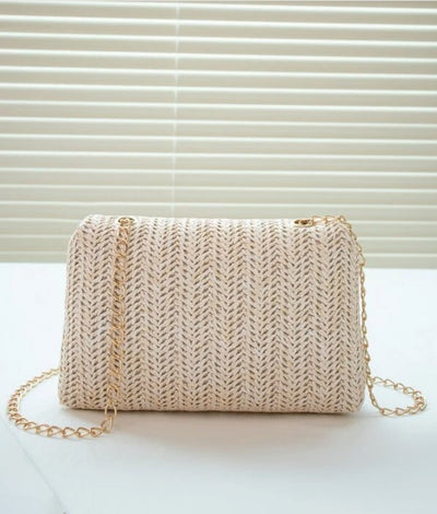 Mini Straw Woven Chain Crossbody Fashion Shoulder Bag - The Boho Body