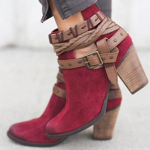 Red Suede Ankle boots - The Boho Body