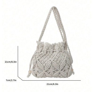 Boho Woven Drawstring Style Beach Bag