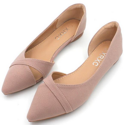 Solid Suede Leather Flat Slip