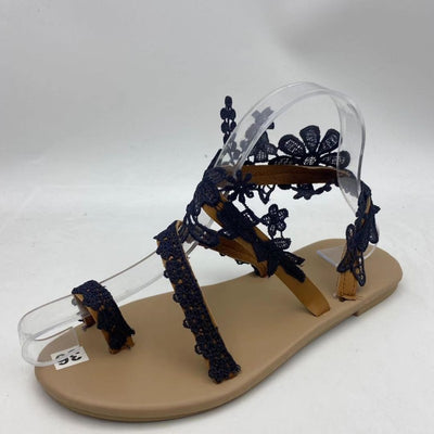 Ladies Bohemian Flower White Lace Flat Sandals