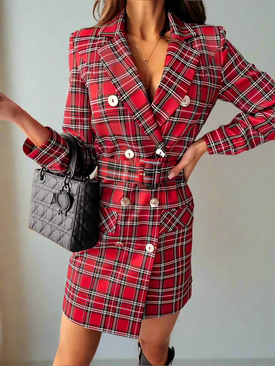 red tartan blazer dress Red Tartan Blazer Dress Pea Street Handmade in UK